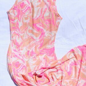 LONG SHEER STRETCHY HIGH NECK SLEEVELESS DRESS SMALL